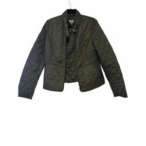 Banana Republic women's thin quilted olive green jacket zip up sz M #1659